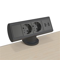 Axessline Desk - 2 socket type F, 2 USB-A charger, black